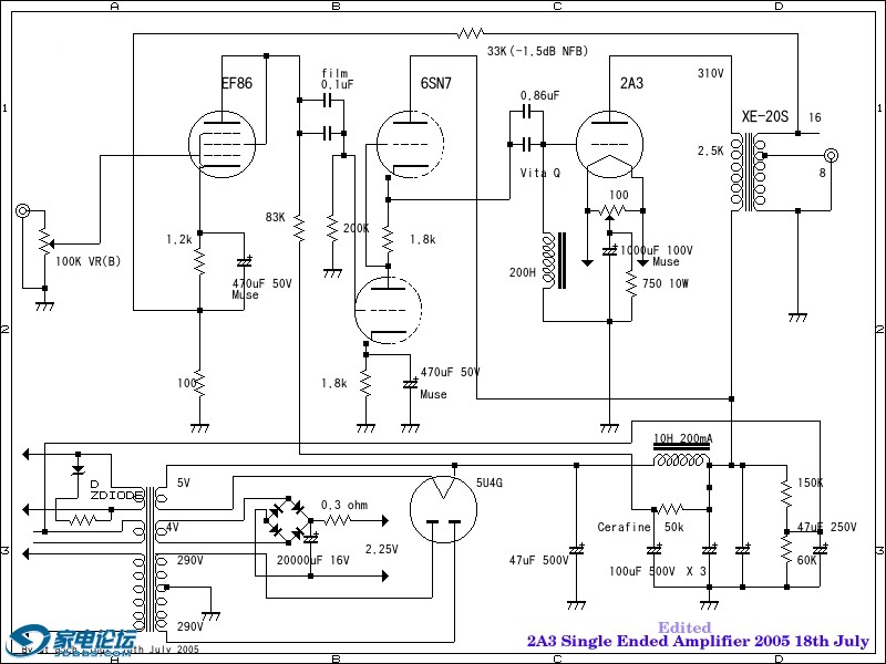 提供21份2a3/45單端電路圖,祝各位膽迷新年快樂,馬年膽機diy更上一層