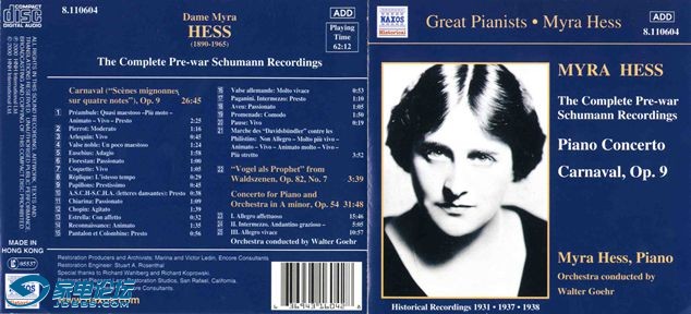 Myra Hess.-.[Schumann Carnaval Op.9.Piano Concerto]