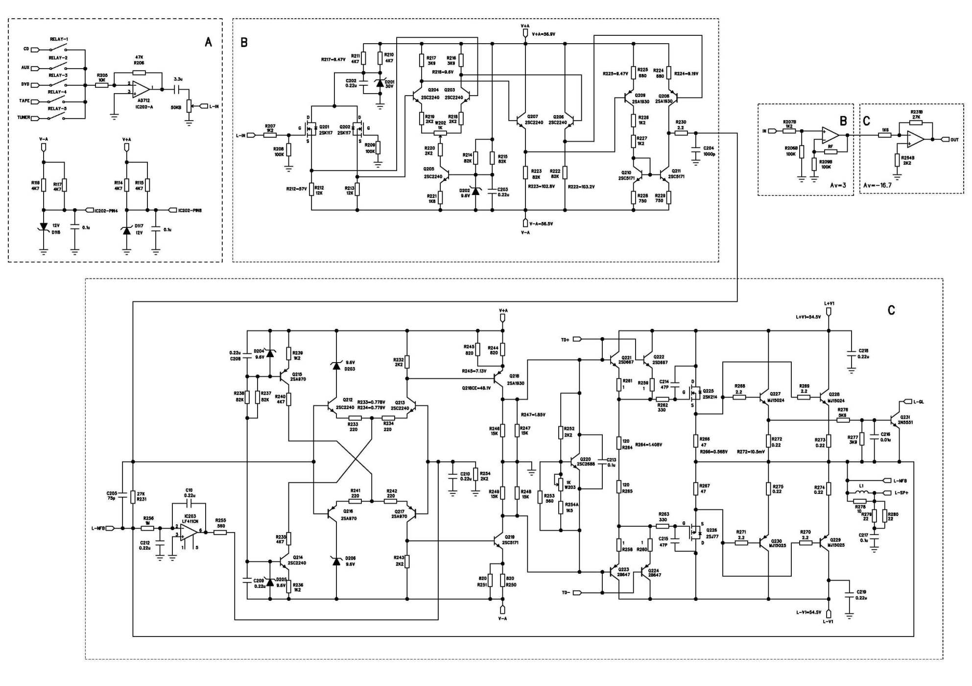 新德克a100功放电路图